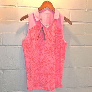 NEW Under Armour Pink Patterned Tank Top Large Golf Tennis Gym Shirt NTW UA